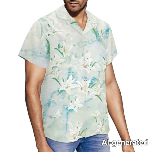 Image of Hawaii Matching Couple Outfits Husband and Wife Clothing Fashionable Mens Casual Shirts Hawaii Dress with Soft Fabric