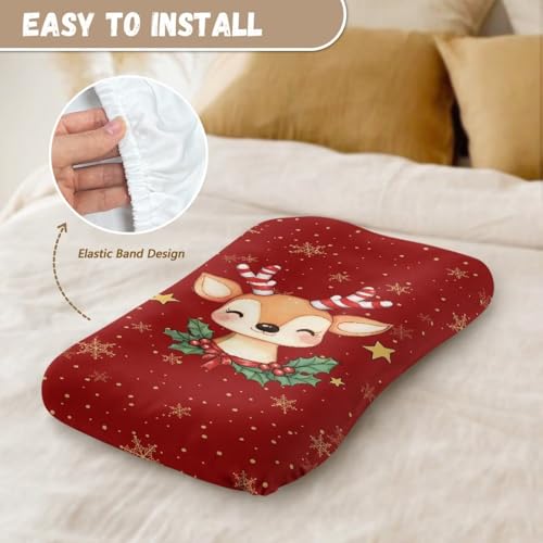 Image of ZOUTAIRONG Christmas Elk Stars Bassinet Sheets Stretchy Soft for Oval Hourglass Rectangular Bassinet Mattress Pad Stylish Mattress for Baby Bassinet Mini Crib Sheets