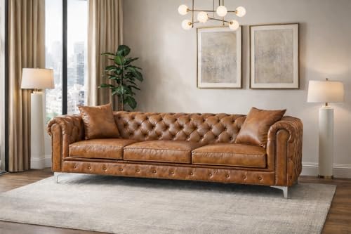 Image of Luxury Sofa Set Luxury Chesterfield Sofa in for Home Living Room & Office (3 Seater Brown)