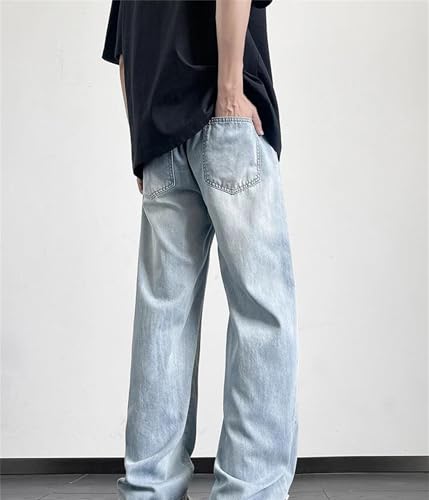 Mens Jeans Summer Lightweight Straight Denim Pants Loose Fit Wide Leg Comfortable Fashionable Wear3