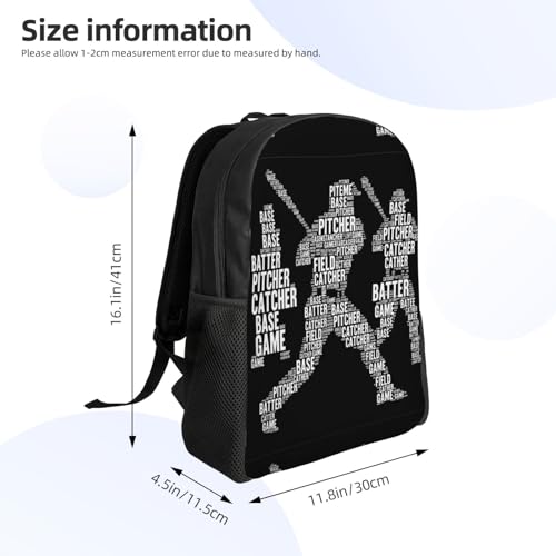 Lightweight Outdoor Hiking Backpack for Men and Women, Ideal for Travel, Camping, Trekking (Black And White Softball Baseball Sport)4