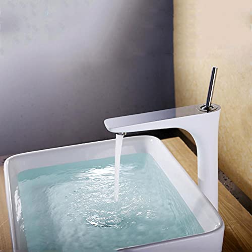 WANDOM Lavabo grifo baño inodoro sobre encimera lavabo lavabo cobre caliente y frío dorado grifo-balancín cromo + blanco alto Cover