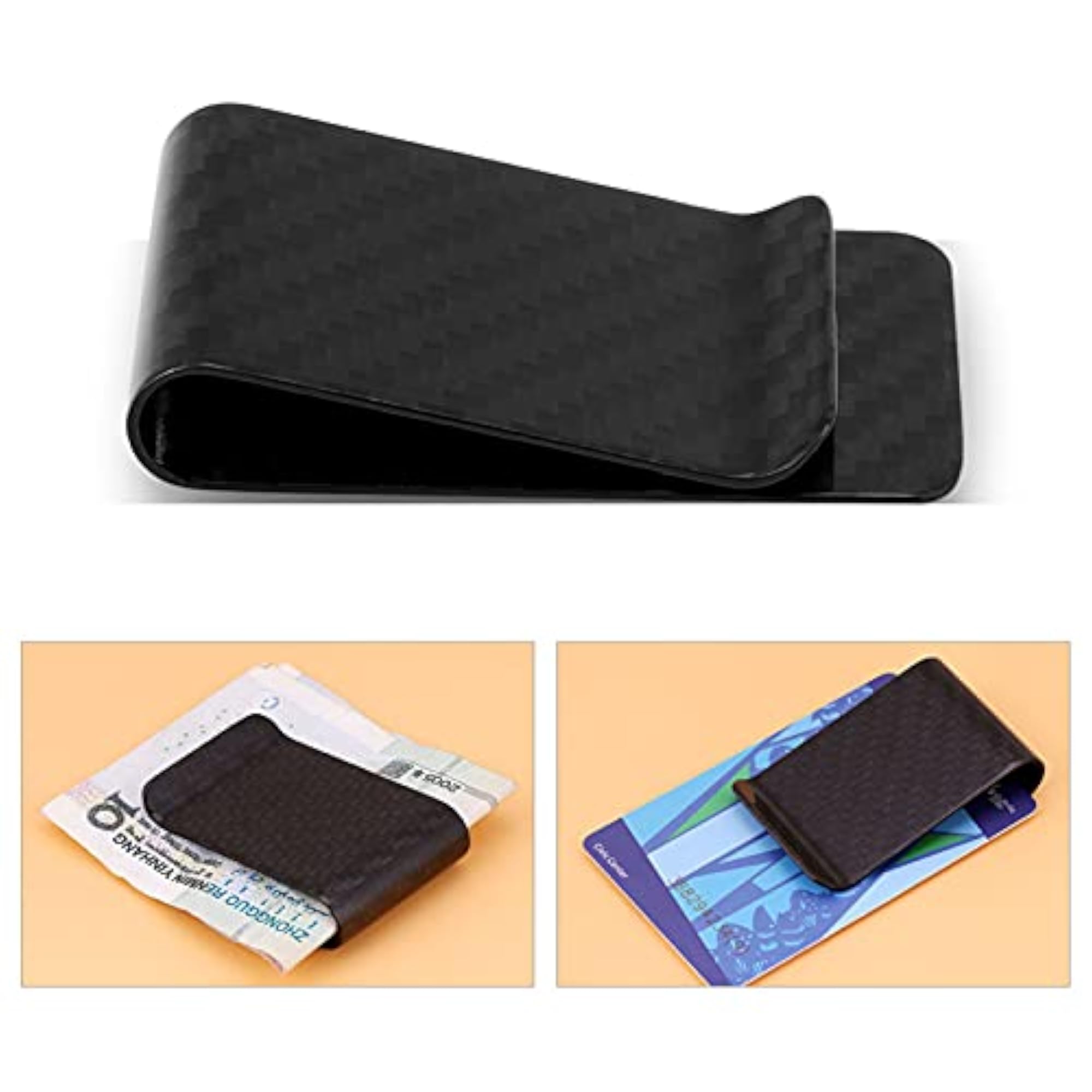 Black Pliable Money Clip for Cards and Bills