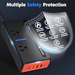 RoyPow 300W Car Power Inverter, DC 12V to 110V AC Power Inverter with Cigarette Lighter Socket, Car Plug Adapter Outlet with 3.4A USB-A, QC3.0 24W, PD 30W, PD 36W, Dual AC Outlets, Car Charger Adapter