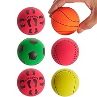 Bramble 6 Spielzeugbälle (6cm) Weiche Wurfbälle für Kinder - Elastische Schaumstoffbälle - Mini-Fußball, Basketball, Tennisball, Baseball - Robust & Ungiftig