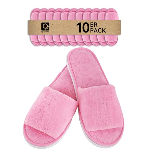 QatmMkt 10 Pairs Disposable Guest Slippers Coral Fleece One Size Slippers