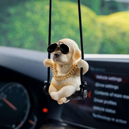 Swinging Dog Rear View Mirror Accessories for Car, Labrador Car Hanging Ornament Car Pendant Cute Car Accessories for Men & Women (Beige) (B0CVHB1J4X) Amazon Price History, Amazon Price Tracker