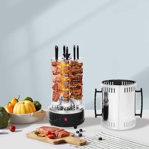 5/6-Spieße Dönergrill motorisierter Grillspieß Set Elektrogrill DönerVertikaler Rotisserie gyros Grill Elektrische Drehgrillmaschine 1000W BBQ hähnchengrill kommerzielle Orte wie (6 Gabeln) – Bild 5