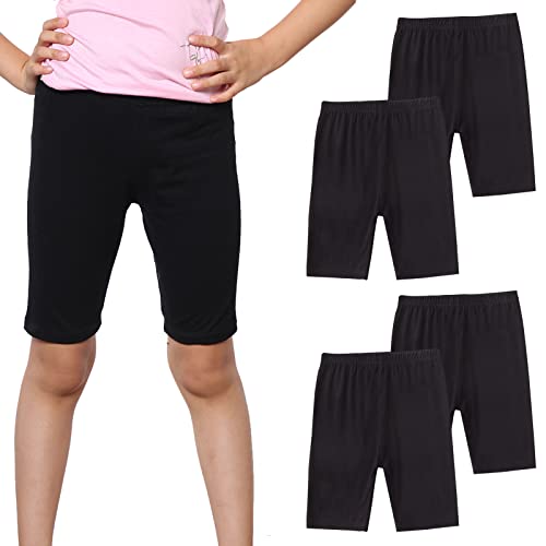 Big Girls Bike Shorts Breathable 4 Pack Under Dresses Dance Cotton Short Leggings for Sports