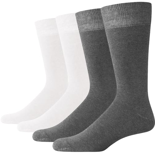 Image of Womens Athletic Socks Sport 4 Pack Running Calf Socks (Size 6 to 9, 2 White, 2 Dark Grey)
