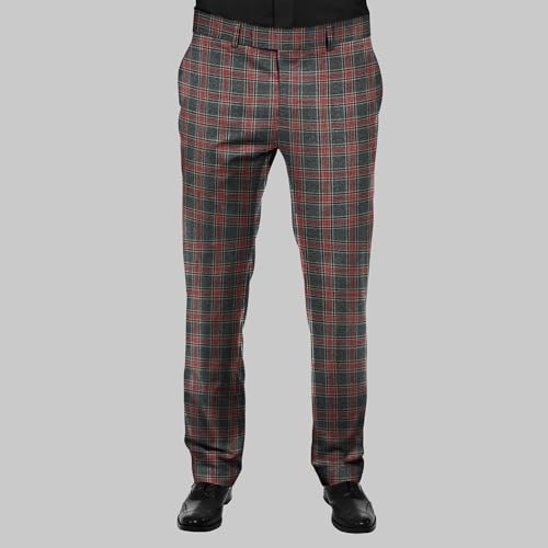 Image of BIGREAMS Unstitched Checkered Suiting Luxury Pants Fabric for Men - 1.5 Meter Pant Piece | Premium Blended Material | Soft Finish | Ideal for Formal Trousers