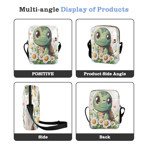 Crossbody Bag Cute Sea Turtles Daisy Messenger Bag for Women Men Purse Shoulder Bag Satchel Bag with Adjustable Strap 214B89104