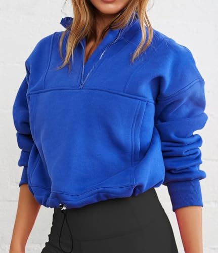 LEEDYA Womens Long Sleeve Half Zip Sweatshirts Oversized Fleece Lined Pullover Fall Fashion Outfits 2025 Y2k Clothes - Image 3