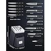 Knife Set, D.Perlla Kitchen Knife Set with Advanced Self-Sharpening Technology, 14 Piece Waved Texture Knife Set with Block, High Carbon Stainless Steel Knife Block Set, Razor-Sharp, Full Tang Handle