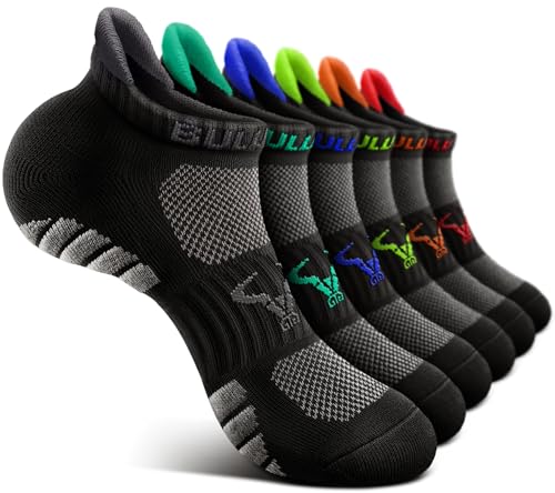 BULLIANT Men Running Socks Active Ankle Socks No Show For Men With Cushioned Footbed Arch Support Breathable Wicking(6Pairs Shoes Size:Men 10-12)