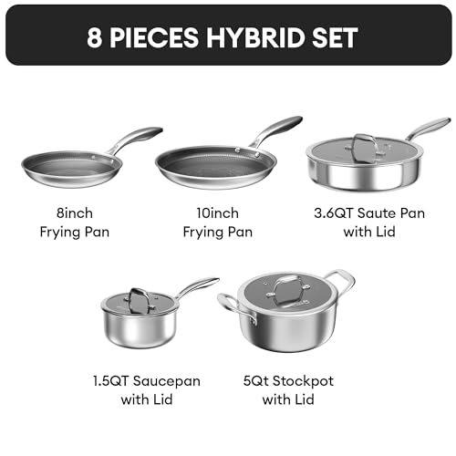 Image of COOKER KING Stainless Steel Cookware Set, Pots and Pans Set Non Stick, Frying Pans, Saucepan, Saute Pan & Stock Pot, Non Toxic, Induction, Oven, Dishwasher Safe, PFOA Free