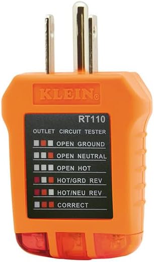 Klein Tools RT110 Receptacle Tester for North American AC Electrical Outlet Receptacles