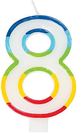 Unique Party 19943 Birthday Candle Number 3-5.9" | Rainbow Border | 1 Pc