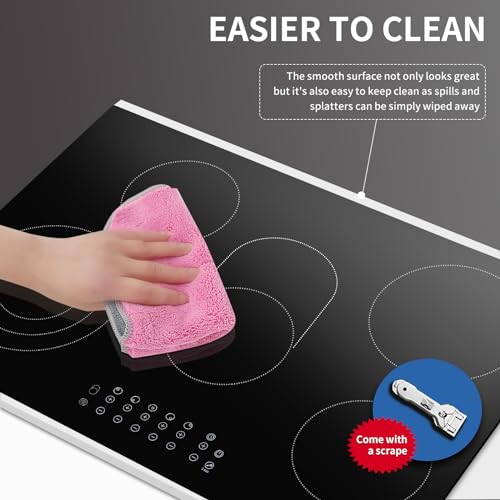 KPUY Electric Cooktop 30 Inch(220-240V for Hard Wire, No Plug), 8500W 5 Burner Built-in Countertop Burner, Sensor Touch, 9 Power Levels, Timer & Safety Lock, Over-Temperature Protection - Image 6