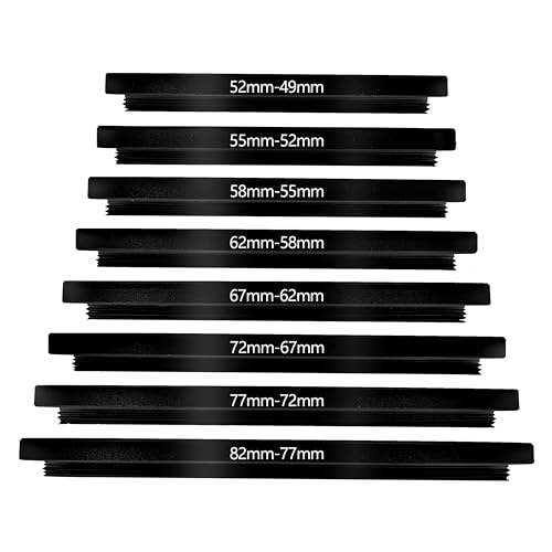 Belmalia Kit Con 8Pz Anelli Step-Down, Adattatori Per Filtri Fotografici, Adattatore Lenti: 82Mm 77Mm 72Mm 67Mm 62Mm 58Mm 55Mm 52Mm 49Mm