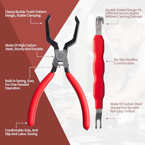 Image of 2 Pieces Electrical Disconnect Pliers for Cars, Automotive Electrical Plug Connector Disconnect Tool and Connector Separator and Hose Clamp Pliers