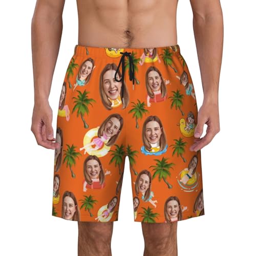 Custom Swim Trunks with Face for Men Customization Shorts Add Your Photo with Lightweight/Quick Drying Customize Gift for Friend Large