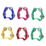 LOPUNER 6個 手持ちタンバリン な打楽器 軽量ポータブル音楽 幼児の色彩と聴覚トレーニングに パーティーや家用装飾に適用