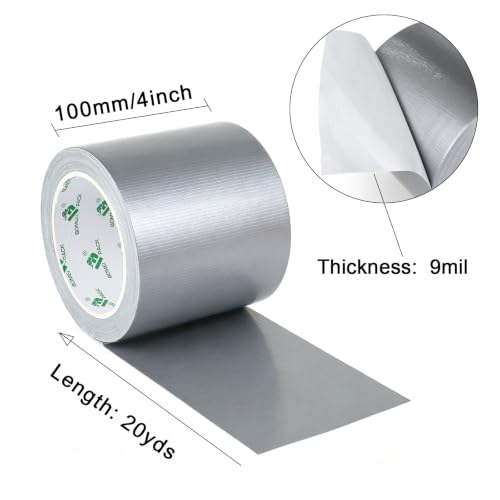 Image of BOMEI PACK 1Pack 4inch Duct Tape Heavy Duty Waterproof Silver 9Mil 20Yds