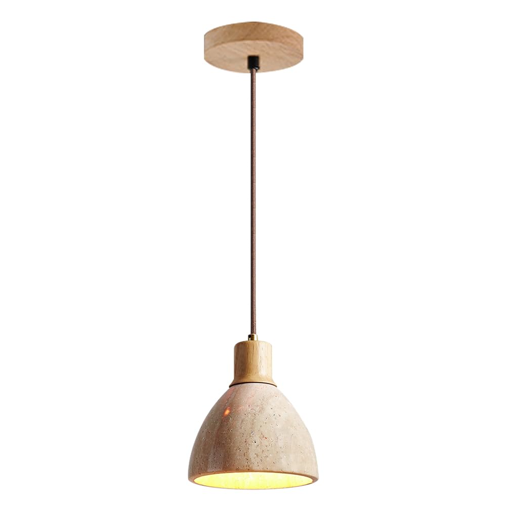 KBUUKYYXouy Vintage Farmhouse Style Pendant Light, Natural Yellow Travertine Hanging Lampsahde, Adjustable Height Ceiling Chandelier, Restaurant Bedroom Living Room Decoration Fixtures