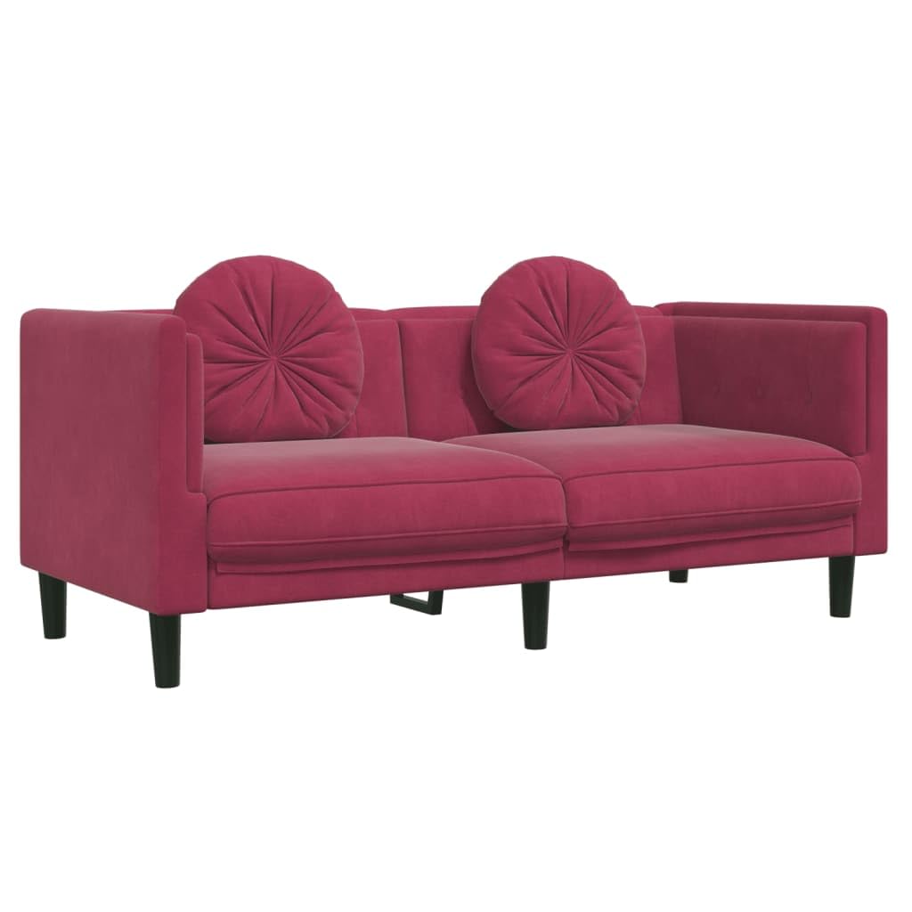 sofás Baratos,sofás de Dos plazas,Sillon Cama 1 Plaza Plegable,Sofá de 2 plazas con Cojines Terciopelo Rojo tintoAdecuado para salón, Dormitorio