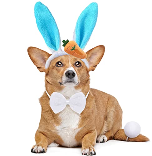 Dog Bunny Costume, Bunny Ears for Dogs, Easter Dog Bow Tie and Rabbit Tail