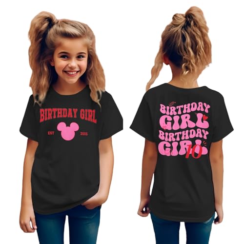 Image of GLIGLITTR 10th Birthday Girls Shirt 10 Year Old Birthday Girl Tshirt Est 2015 Kids Girl Ten Bday Party Short Sleeve Tee Tops