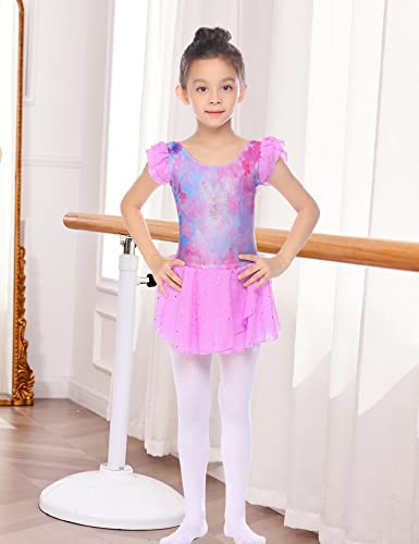 Image of Arshiner Girls Ruffle Sleeve Ballet Dance Dress Tutu Skirted Leotard
