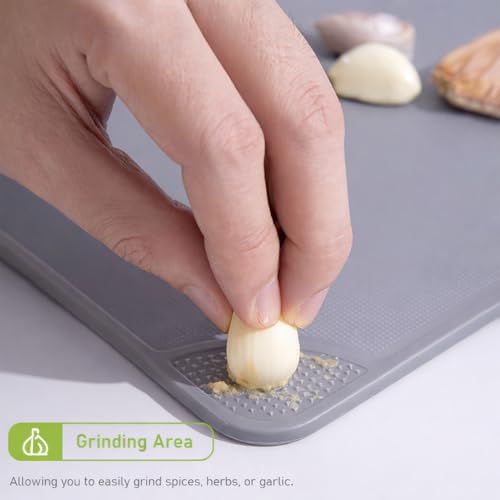 Image of Yelona Plastic Chopping Board Set of 3 with Curved Pour Edges | Food Grade, BPA-Free, Cutting Boards | Anti-Slip Durable Kitchen Boards for Vegetables & Fruits - Multicolour