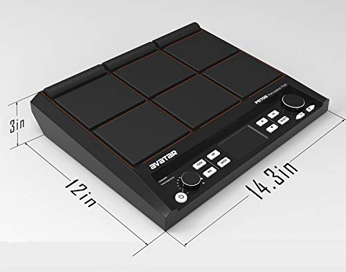HXW PD705 Percussion Sampling Pad 9-Trigger Multipad All-in-one Electric Drum Set With Built-in Metronome, Effecter, Looper, 600+ Sounds, Supporting USB/MIDI/AUX Connectivity