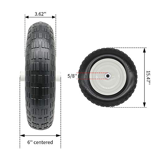 BAIVE BW 4.80/4.00-8\" Solid Wheelbarrow Tire Non-Slip Flat Free Wheel with 6\" Iron Hub, 5/8\" Bearings(Comb Stripe-B) - Thumbnail 5