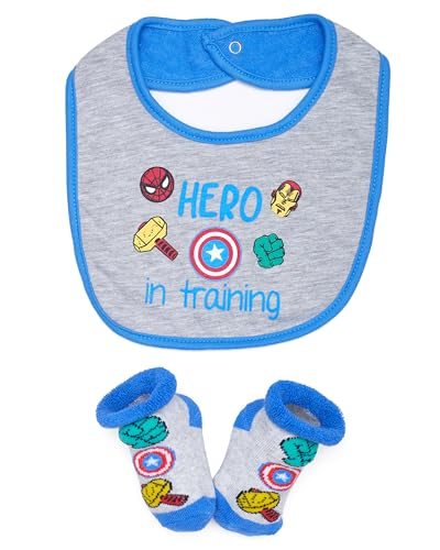 Superhero Baby Boy Bib Gift Set - Super Hero Bootie Sock Set