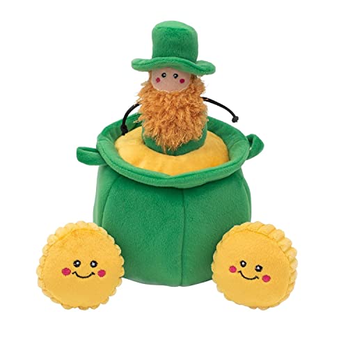 ZippyPaws Burrow, Leprechaun & Pot of Gold - Interactive Dog Toys for Boredom - Hide and Seek Dog Toys, Colorful Squeaky Dog Toys for Small & Medium Dogs, Plush Dog Puzzles