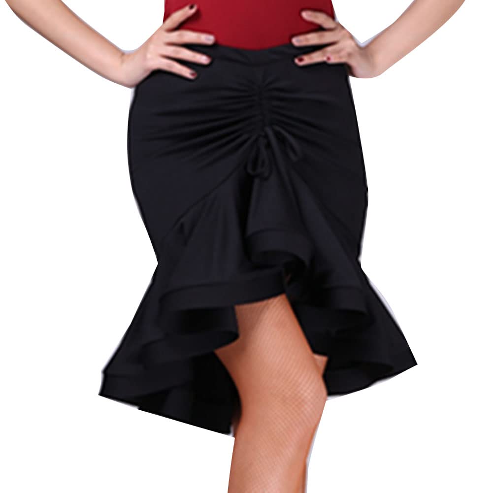 Damska spódnica balsa tango do sali balowej nieregularna spódnica bodycon ze sznurkiem spódnica do tańca latynoskiego kostium flamenco odzież taneczna falbana spódnica swing