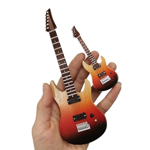 楽器モデル 装飾品 ミニギターモデル グラデーション エレキギターモデル 装飾品 ホームデコレーション 木製工芸品(18cm)