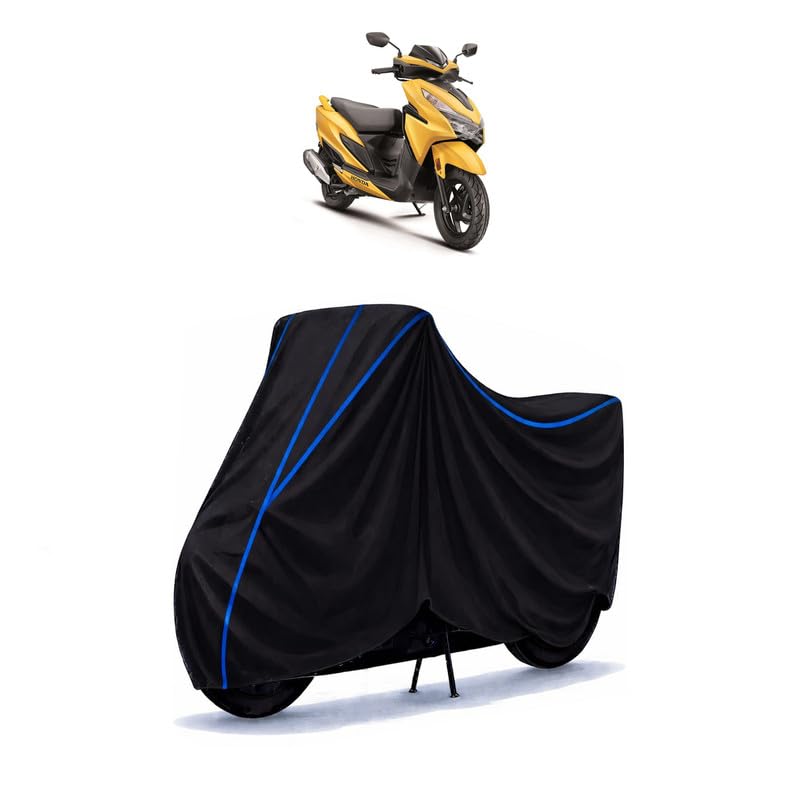 Image of Scooty Cover Water Resistant for Grazia 125 | Universal Scooter & Bike Cover | Heavy Duty UV Dust, Rain & Scratch Protection | Elastic Fit All Weather Indoor Outdoor | Black with Blue Piping