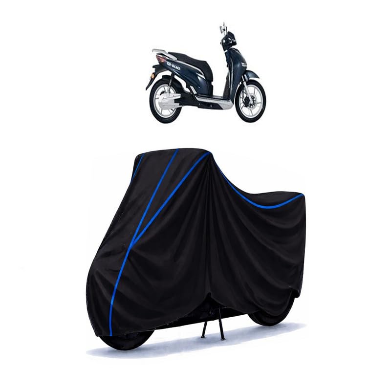 Image of Scooty Cover Water Resistant for Okhi 90 EV | Universal Scooter & Bike Cover | Heavy Duty UV Dust, Rain & Scratch Protection | Elastic Fit All Weather Indoor Outdoor | Black with Blue Piping