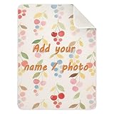 miaozhen Mantas coloridas de cerezas en acuarela para niñas, transpirables, personalizables, para nombre, para guardería, cochecito, cuna, 30 x 40 pulgadas, cositas para bebés recien nacidos