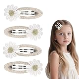 HABNI Pinzas Pelo Mujer 4 Unidades Horquillas Tela Flores, Adornos Pelo Amarillo Blanco Para Niñas, Pasadores Ligeros Estándar