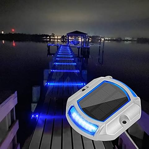 VOLISUN Solar Driveway Lights Dock Deck Lights 12 Pack,2 Colors in 1, LED Solar Powered Waterproof Outdoor Warning Step Lights for Driveway Sidewalk Pathway (2 Colors Lighting,White/Blue) Cover