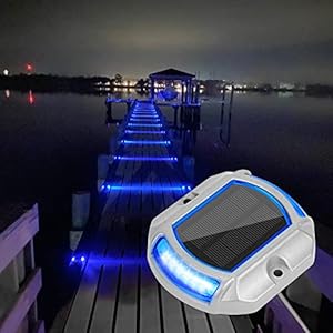 VOLISUN Solar Driveway Lights Dock Deck Lights 12 Pack,2 Colors in 1, LED Solar Powered Waterproof Outdoor Warning Step Lights for Driveway Sidewalk Pathway (2 Colors Lighting,White/Blue)