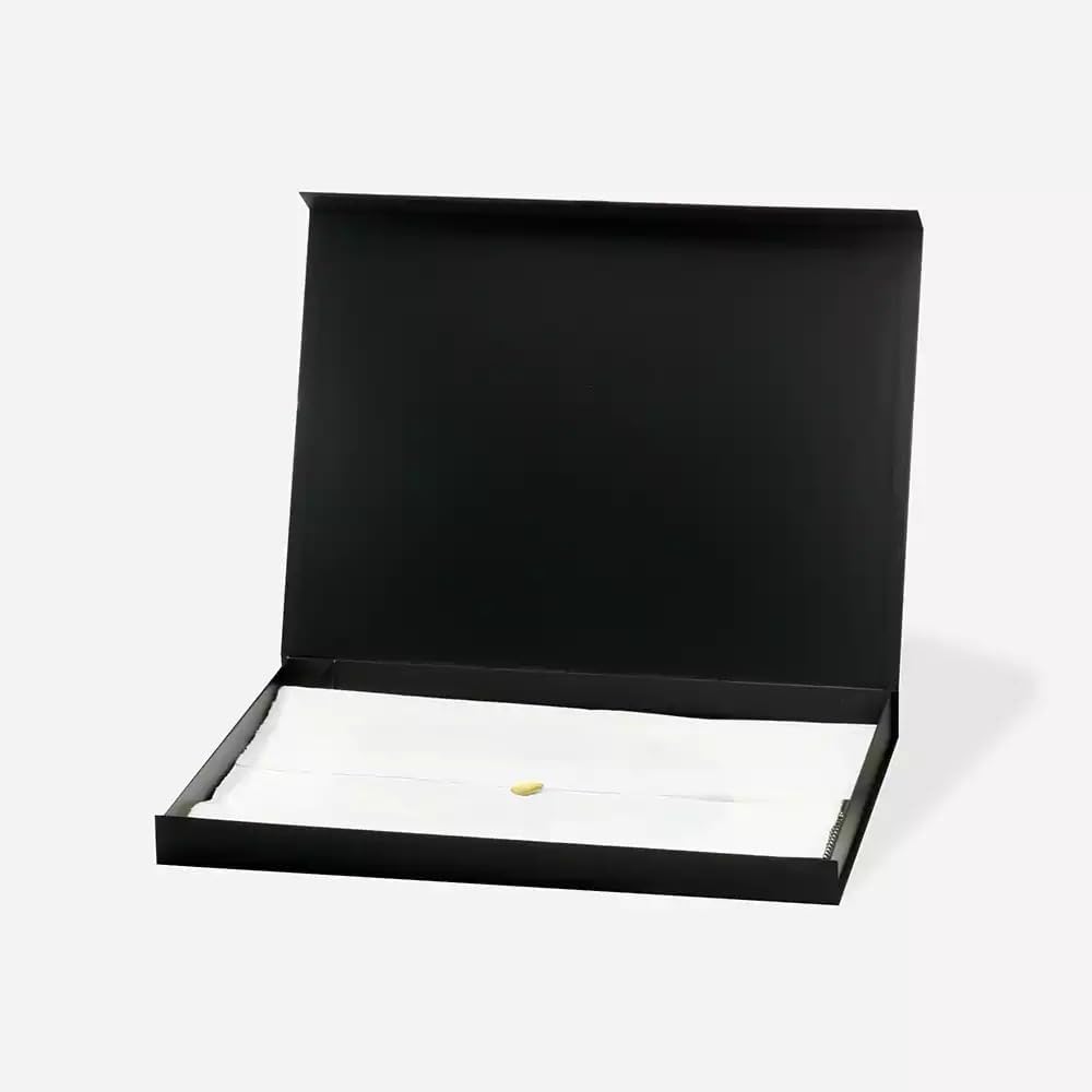 Geoto 17.32"×12.6"×2.76" A3 Extra Shallow Size Luxury Rigid Foldable Magnetic Closure Collapsible Gift Packaging Boxes(Navy Blue with Ribbon) image 5