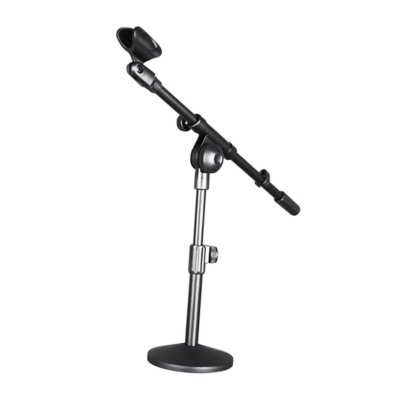 Supporto Microfono Design Compatto e Leggero Regolabile in Altezza da Scrivania Base Rotonda in Ferro per Uso Domestico o Performance su Palco