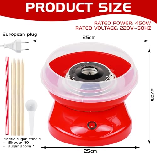 Zuckerwattemaschine, Retro Cotton Candy Machine, Zuckerwatte Maschine, Zuckerwattemaschinen Für Zuhause Mit Messlöffel, Bonbonstäbchen Aus Kunststoff, Zehn Stöcke (27 cm)