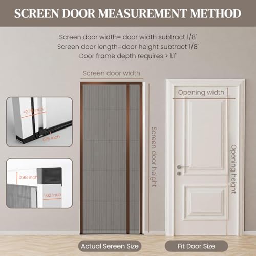 Image of HASTHIP Magnetic Screen Door 39.27x 78.74 Inches Mesh Screen Door Mosquito Proof Self Sealing